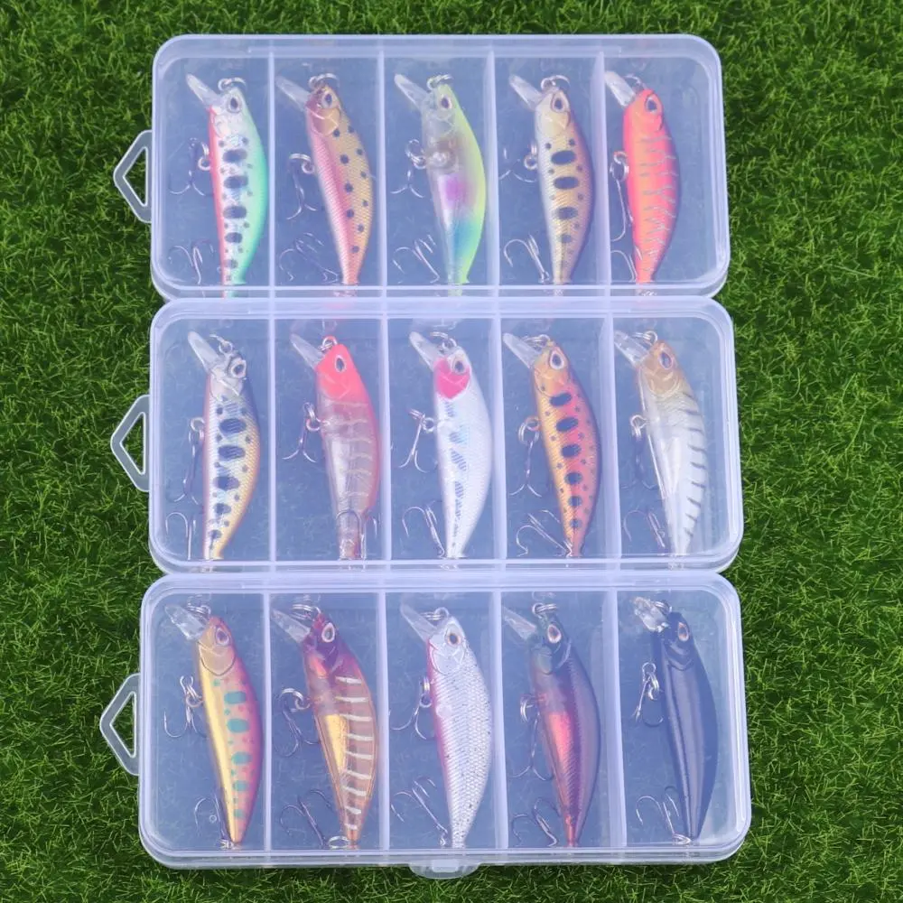 15pcs Jerkbait Slow Sink Fishing Lures for Bass Fishing Minnow Lures with Tackle Box for Freshwater Saltwater