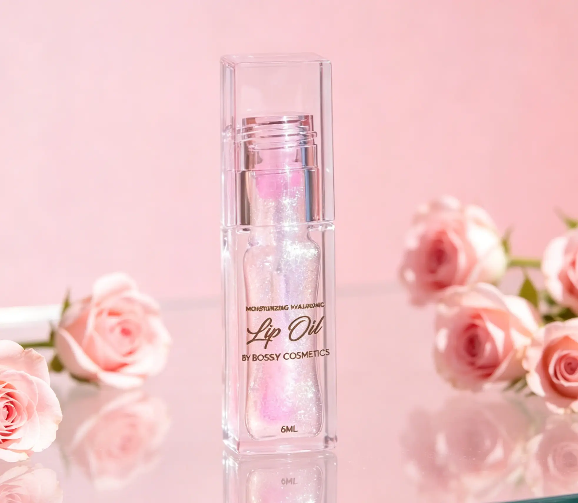 6ML BossUp Shiny Nourishing Lip Oil, High Shine Clear Lip Gloss, Juicy Pout Plumping Lip Serum, Fruit Essence Soothing Lip Balm for Women Girls