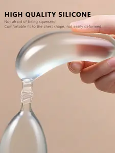 Silicone Push-Up Bra Underwear Nipple Covers for Women, Clear, Fitted Three-Quarter Cup, All Seasons, Max Support, Casual Style, No Lining