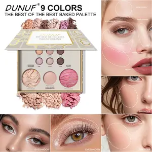 Dunuf 9 Color Contour Eyeshadow Blush Highlight Makeup Palette, Easy Application High Pigmentation Long Lasting, Women's Holiday Gift