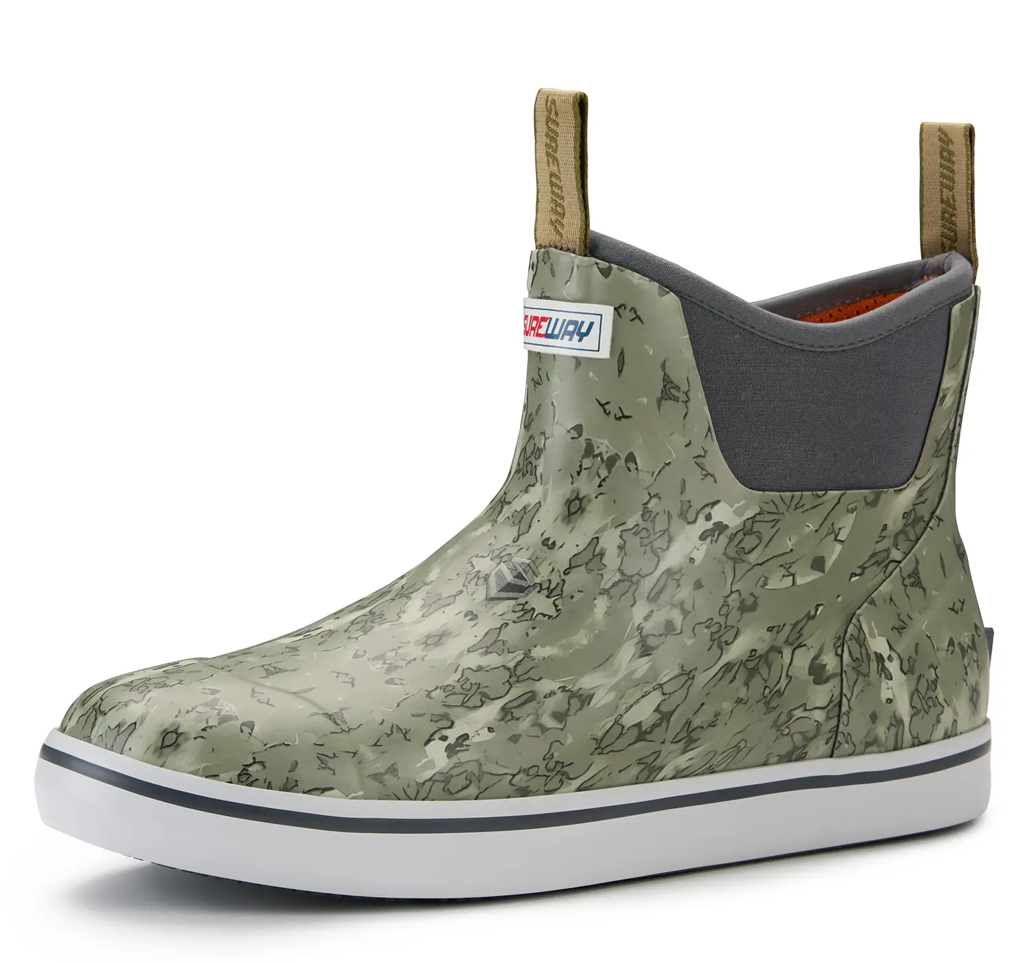 SUREWAY Men's Deck Boots Professional Non-Slip Fishing & Ankle Boating Boot Waterproof Rain Boots, Lightweight Neoprene Rubber Deck Boots