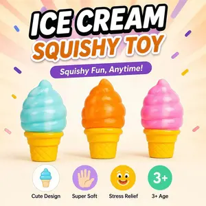 Super Soft Ice Cream Squishy Toy | Stress Relief Squeeze Fidget Sensory Toy for Kids & Adults | Cute Birthday Gift Party Favor | Squishy Fidgets