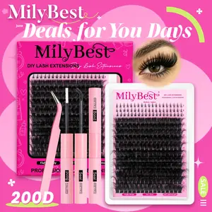 Milybest 200D Fluffy Lash Clusters 16–25mm | Wispy D Curl DIY Eyelash Extensions 224pcs Soft Natural Salon Look at Home