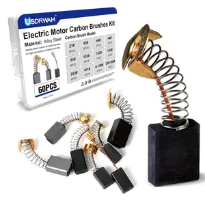 60Pcs Electric Motor Carbon Brushes Set, 10 Different Models for Replacement Repair Power Tool Part, Circular Table Saw, Angle Grinders, Electric Hammer Drills
