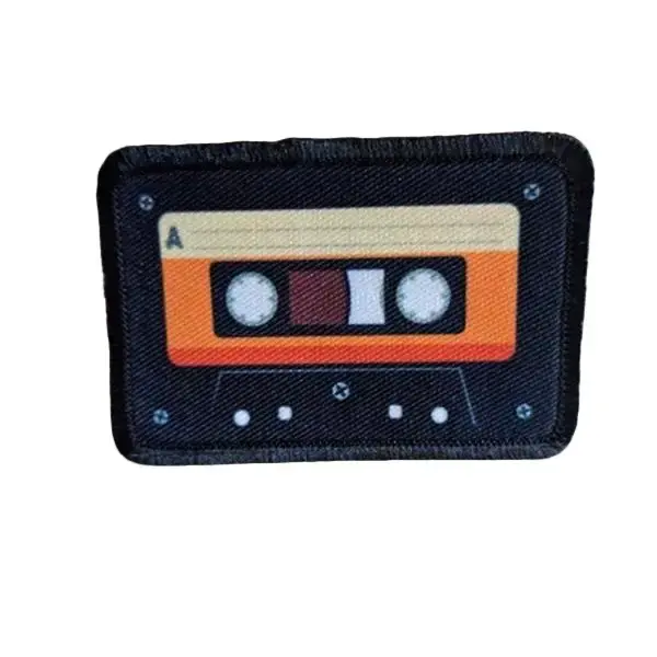 Retro cassette tape meme  2"x3" morale patch with hook and loop backing