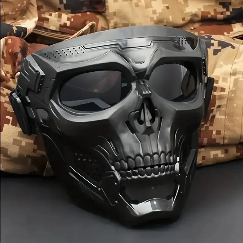 Motorcycle Tactical Windproof Riding Glasses, Vintage Harley Snowboard Mask, Outdoor Off-Road Sports Helmet Visor, Cs Paintball Halloween Full Face Skull Mask, Protective Gear, Dirt Bike Gear, Motocross Gear, Motobike Riders Gear