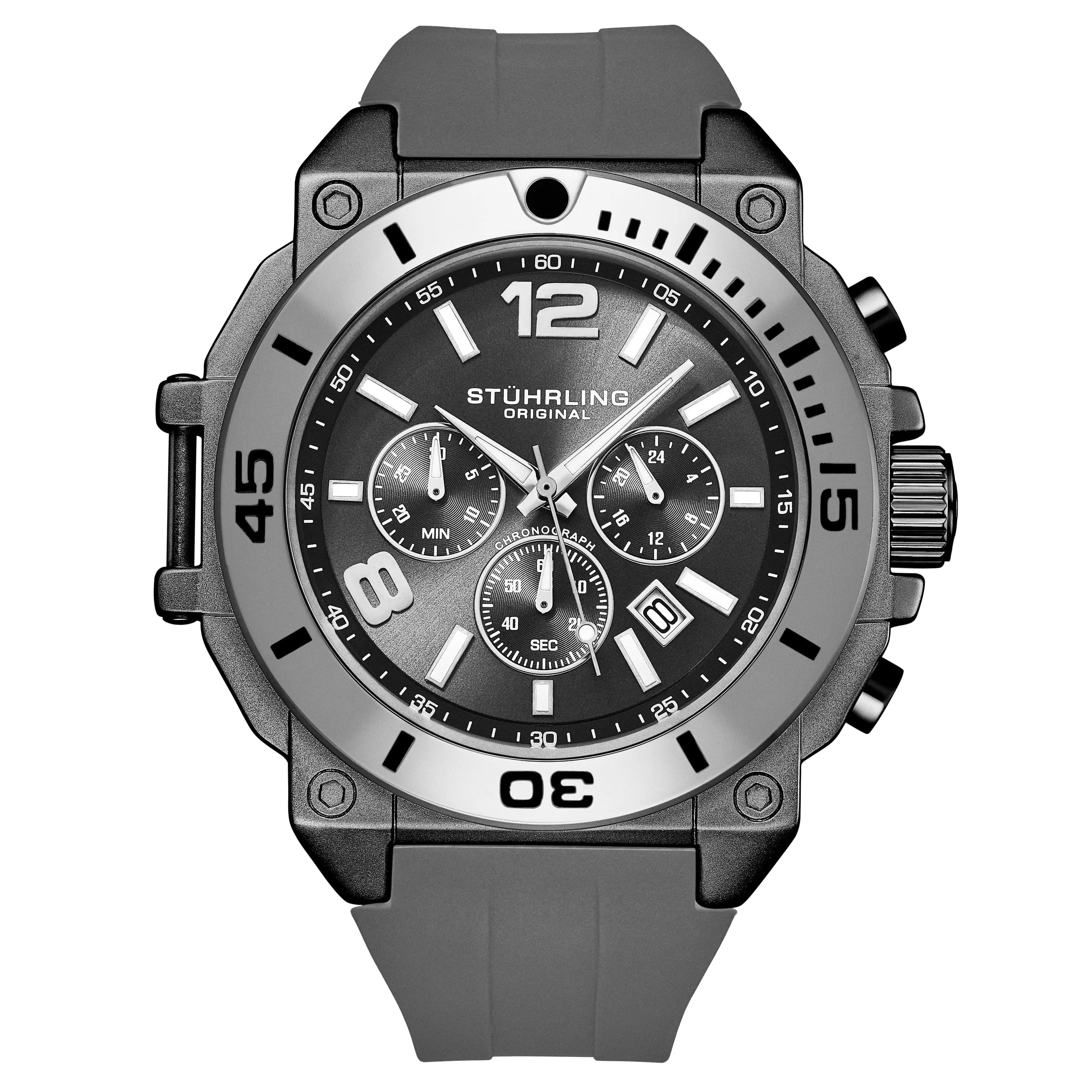 Stührling Spectra 4054 Men's Japanese Quartz Chronograph 50mm Analog Watch - Casual Trendy Wristwatch, Modern Stylish Fashion Accessory, Analog Watches, Modern Watches
