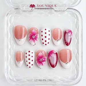 Younique Nails | 10PCS 100% Handmade Press-On Nails | Reusable Colorful Art acrylic stylish 3D
