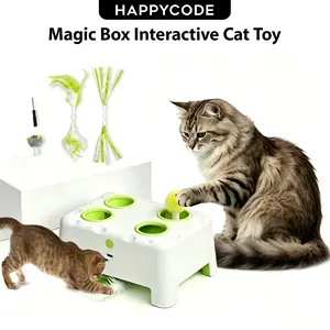HAPPYCODE Magic House Cat Toy features two modes: “Whack-a-Mole” and “Spinning Feather.” This rechargeable cat toy is suitable for all cats and makes the perfect gift. TikTok Shop Deals for You Days, teaser toys, 3-in-1 smart cat toy