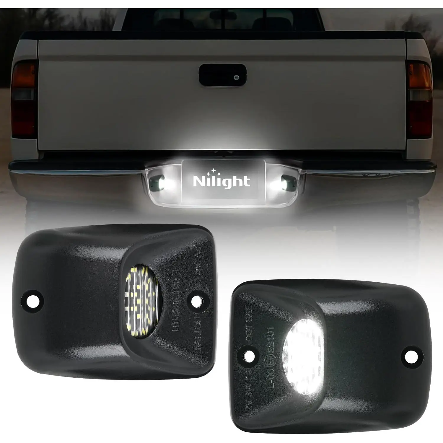 Nilight LED License Plate Lights - 2PCS 6000K White Led Car Lights, Black Housing Truck Vehicle Backlights Compatible with 1995-2004 Toyota Tacoma