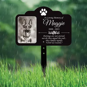 Personalized Dog Loss Memorial Yard Sign with 16" Stake Rust-Free Aluminum Tribute Plaque for Outdoor Garden Use UV-Resistant Weatherproof Ink Customizable with Photo Name & Message Memorial Gift