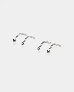 Spike L-Shaped Titanium Nose Stud Set