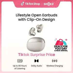 SHOKZ OpenDots ONE - Open-Ear Headphones - Wireless Bluetooth Earbuds with Microphone - Premium Dolby Audio - Water Resistant - Fast Charging - Up to 40 hrs Playtime