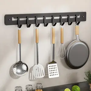 Modern Cast Iron Wall-Mounted Kitchen Storage Rack, Wall Mount Organizer, Durable Polished Metal, Hangs Spoons, Soup Spoons, Utensils, Home Bathroom Office Decor