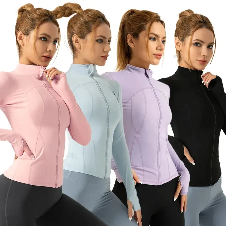 New(New) Customizable Women's Long Sleeve Jackets Zip Up, Soft Comfortable Breathable Quick Dry Lightweight Sporty Sports Outerwear, Zipper Jacket for Yoga, Running