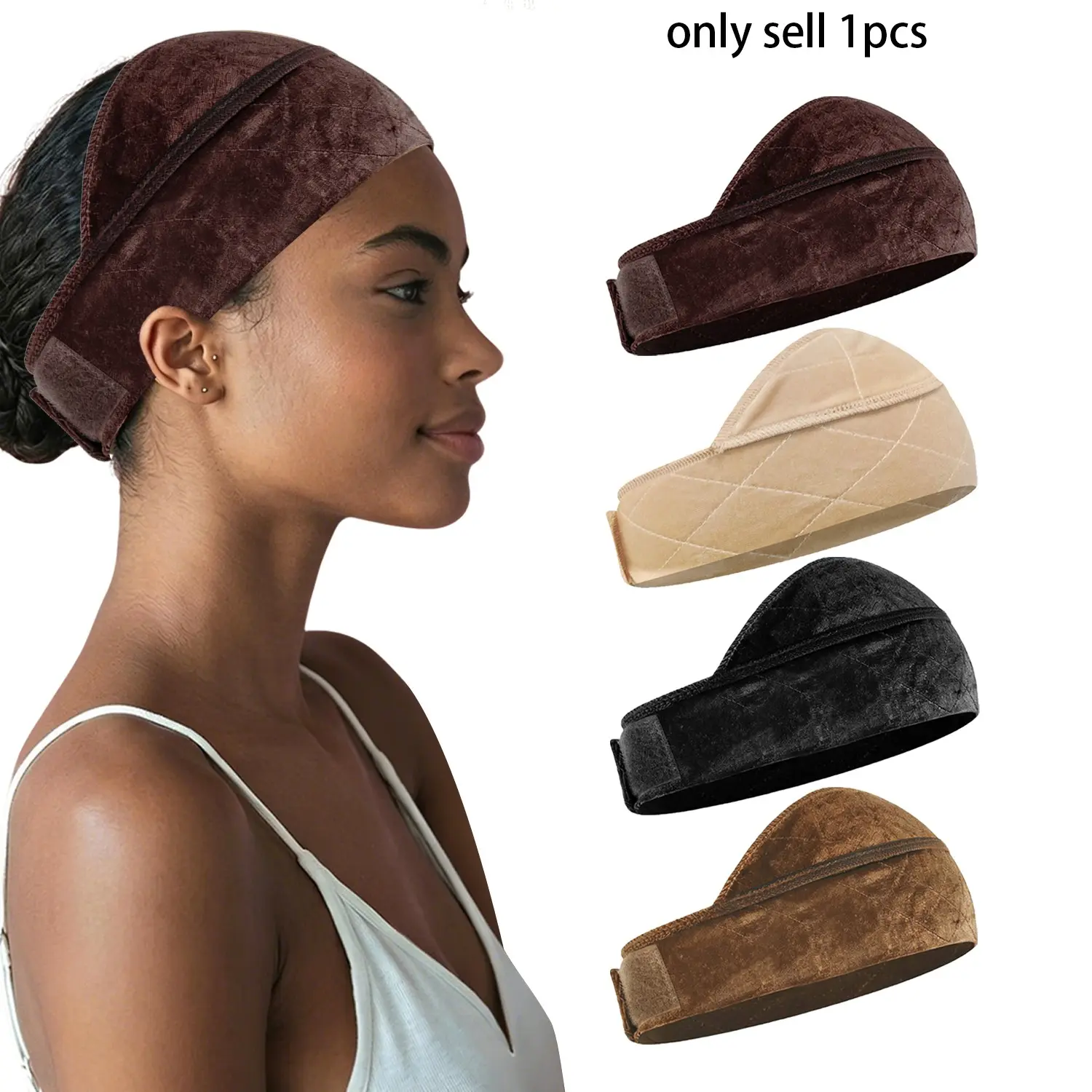 Wide Wig Grip Band for Lace Front Wigs, Velvet Wig Grip Band with Adjustable Hook & Loop Fastener, Wig Headband, Non Slip Headband, Headbands for Wigs
