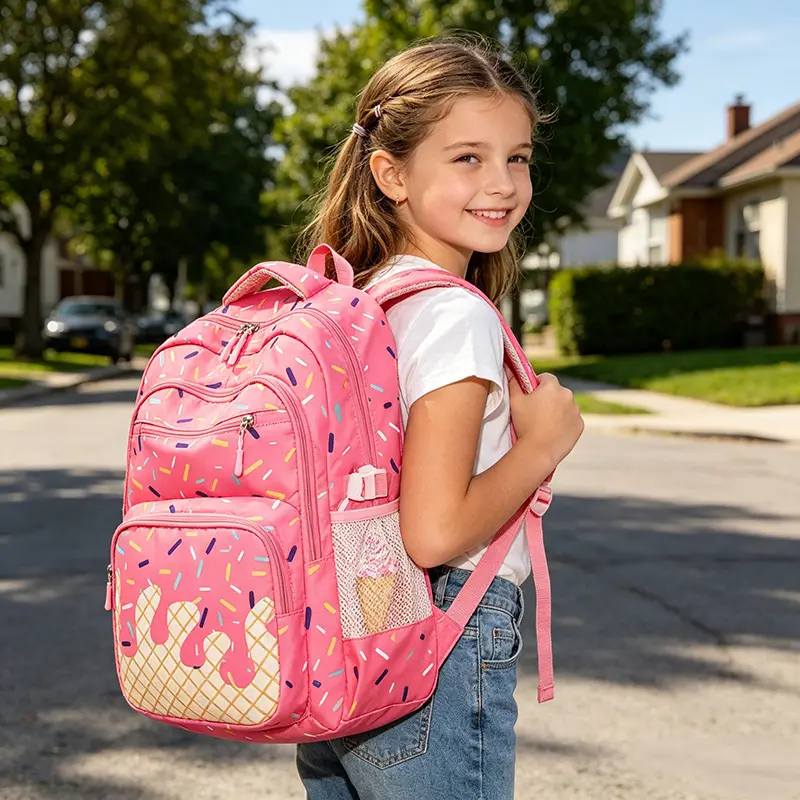 Ice Cream Drip 3PCS Backpack Set with Lunch Bag and Pencil Case | Ice Cream Pattern, 3-in-1 Multi-Compartment Backpack Set, Travel Cute Fashion Backpack, Lightweight with Adjustable Straps