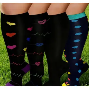 4 Pairs Plus Size Compression Socks for Women & Men, 20-30mmHg, Wide Calf Support for Running, Circulation, and Daily Comfor
