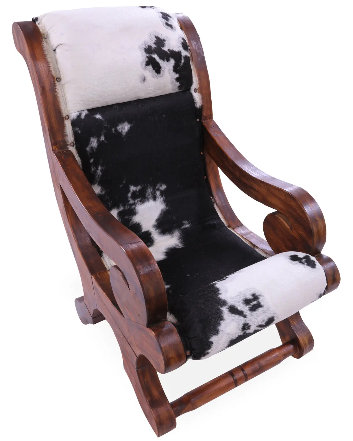Reclaimed Wood Hair-On Cowhide Handcrafted Chair - C215-FC