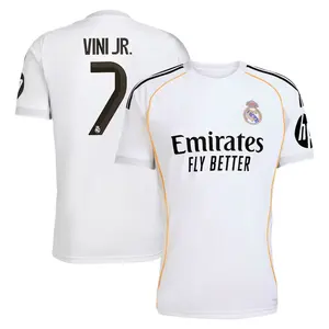 Unisex Soccer Real Madrid Team Vini Jr. Champions Language 2025/26 Home Replica Jersey - White