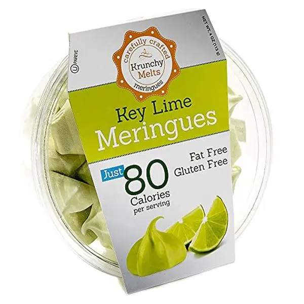 Krunchy Melts Original Meringue Cookies | Key Lime Flavor | Only 80 Calories Per Serving | Fat Free, Gluten Free, Dairy Free (4 Oz)