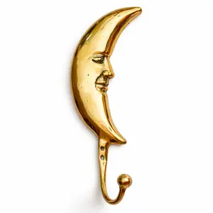 Brass Crescent Moon Wall Hook – Celestial Decor Hook for Coat, Key & Towel | Clearance Final Pieces