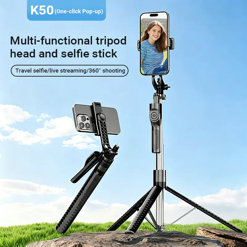 K50 Handheld Selfie Stick Tripod, 6.2ft Extendable Phone Stand with Wireless Remote, 360° Rotating Phone Holder for Photography & Vlogging #TikTokMadeMeBuyIt  #DealsForYouDays
