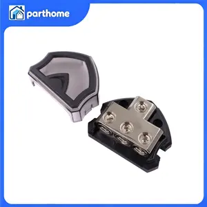 3 Ways Power Distribution Block - 0 Gauge input to 3 x 0 Gauge Output Ground Distribution Connecting Block with Cover, Car Audio Splitter for Automotive Car Boat