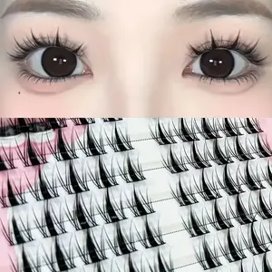Anime Lashes 100 Strands Single Strand DIY Korean Style Fine Natural Dynamic Curled 10-13mm Reusable for Beginners