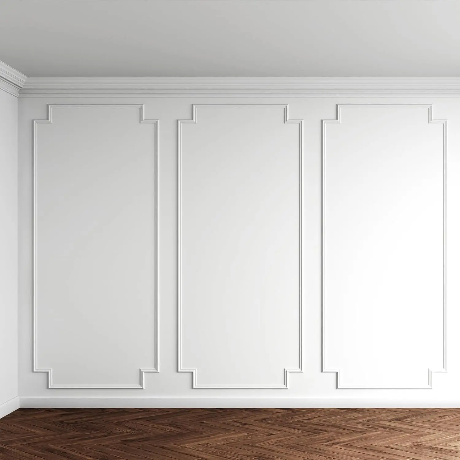 m 3 Set Peel and Stick Wall Molding Kit Scalloped Wainscot Wall Panel Premade Accent Molding Wainscoting Ready to Assemble Wainscoting Panel for  Decor(96''x37.5'',Classic Style)