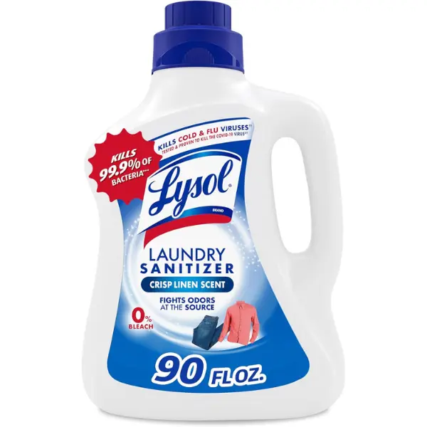 Disinfectant Laundry Sanitizer & Scent Booster, Laundry Detergent Additive, Color Safe Bleach Alternative, Laundry Odor Eliminator, Kills Bacteria & Viruses, Crisp Linen Scent, 90 Fl Oz