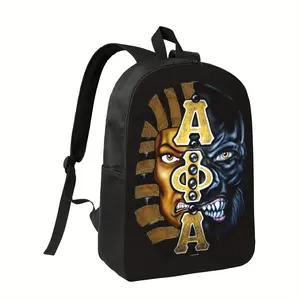 Alpha Phi Alpha2 Fraternity Backpack - Lightweight High Quality Laptop Bag with Adjustable Padded Straps, Greek Letters & Symbol Design in Black/Golden - for College, Professionals, Everyday & Formal Events