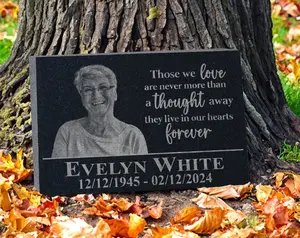 Custom Engraved Headstone: Personalized Grave Marker with Photo Plaque Sympathy Quote for Outdoor Human Memorial Stone Cemetery Decor