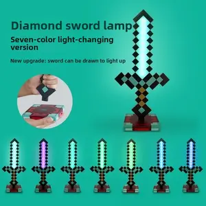1 box, mine, world, pixel pieces, 7-color changing sword game accessories, Changing Led Light, gift toy model, desk lamp decoration, Christmas gift