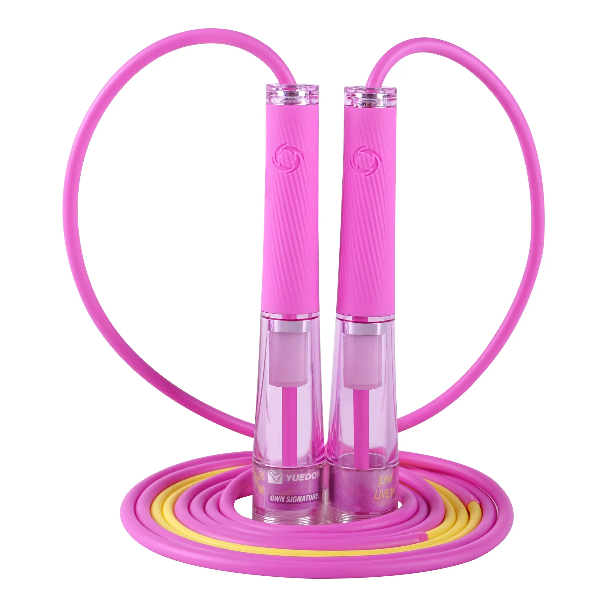 YUEDONG Upgraded Speed Jump Rope With Dual Ball Bearing – Smooth & Stable Rotation, Segmented Thick+Thin Design for Faster Speed & Less Drag, Tangle-Free Upgraded Rope Core, Long Silicone Anti-Slip Handles, Adjustable Length for All Heights