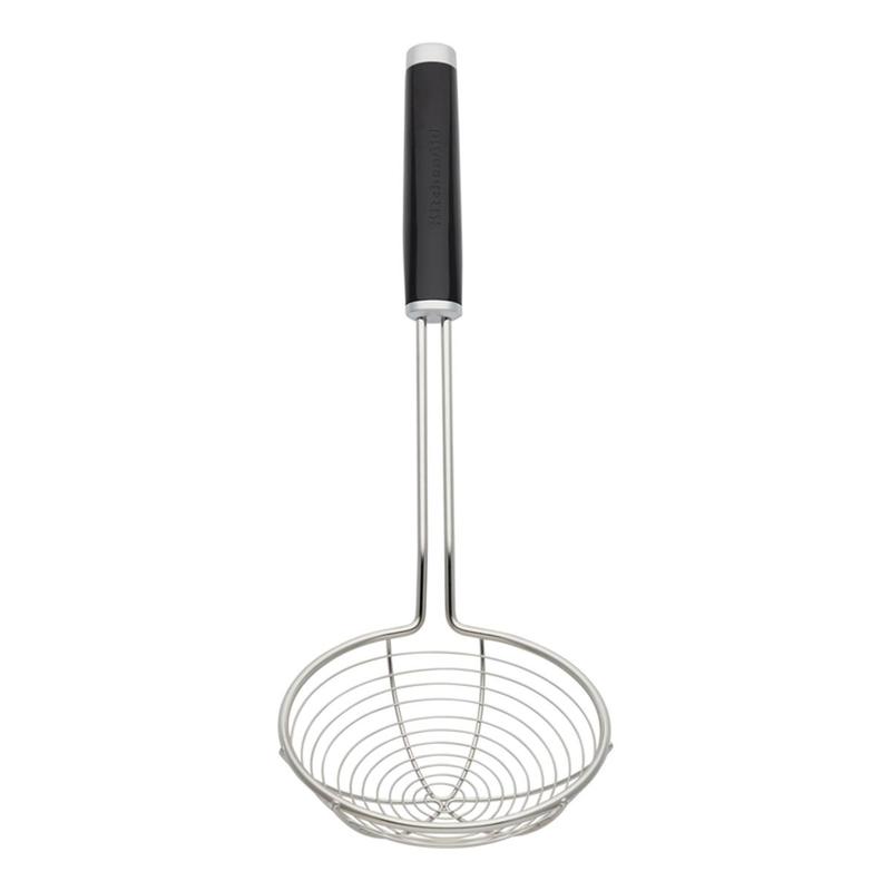 KitchenAid Fine Mesh Sieve with Handle - Black ABS Plastic & Stainless Steel, Dishwasher-Safe Kitchen Utensil, Asian Strainer, Food Colander Kitchenware, Drain Sieve