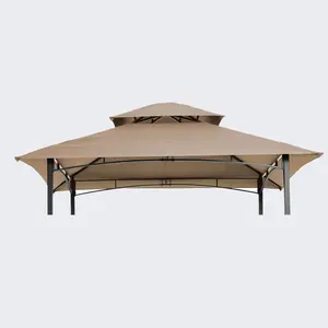 8ft x 5ft Grill Gazebo Replacement Canopy Double-Tier, Water-Resistant, UV protection, WeatherproofOutdoor Patio, Backyard BBQ, Garden Grill ShelterUniversal Fit, Easy to Install