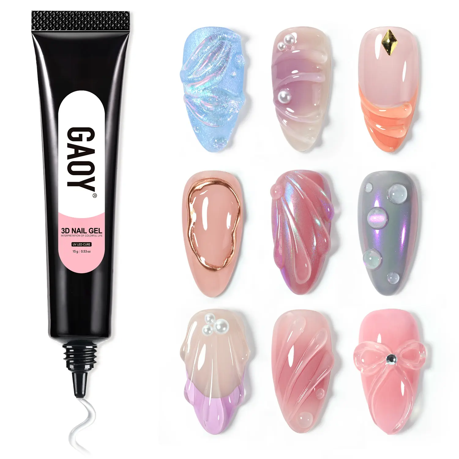 GAOY 3D Nail Gel, 15g Clear Sculpting Gel for Carving, Molding and Painting Nail Art Designs, Nail Glue for Rhinestone Gems Decoration