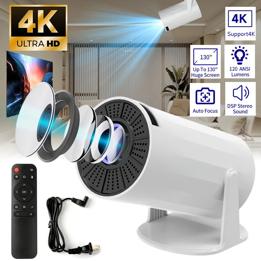 Smart Android 11 Mini Projector Native 720P HD | Auto Focus & 130" Display Portable Outdoor Movie Projector | WiFi 6 & BT5.4 Gaming Projector Compatible with Phone PC & PS5