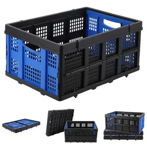 Heavy Duty 55L Collapsible Storage Crate - Foldable Plastic Basket