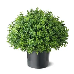 1-pack Artificial Boxwood Topiary Trees for Front Door - Faux Realistic Greenery Potted Plants, Fake Outdoor UV-Resistant Bushes with Pots for Porch,Farmhouse,Home,Garden Decor