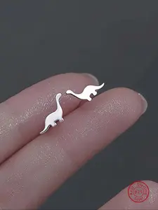 925 Sterling Silver Cute Dinosaur Design Stud Earrings, Unique Design Earrings, Fashion Jewelry for Party, Daily Clothing Decor, Trendy All-match & Exquisite Jewelry for Birthday Gift, Studs Earrings