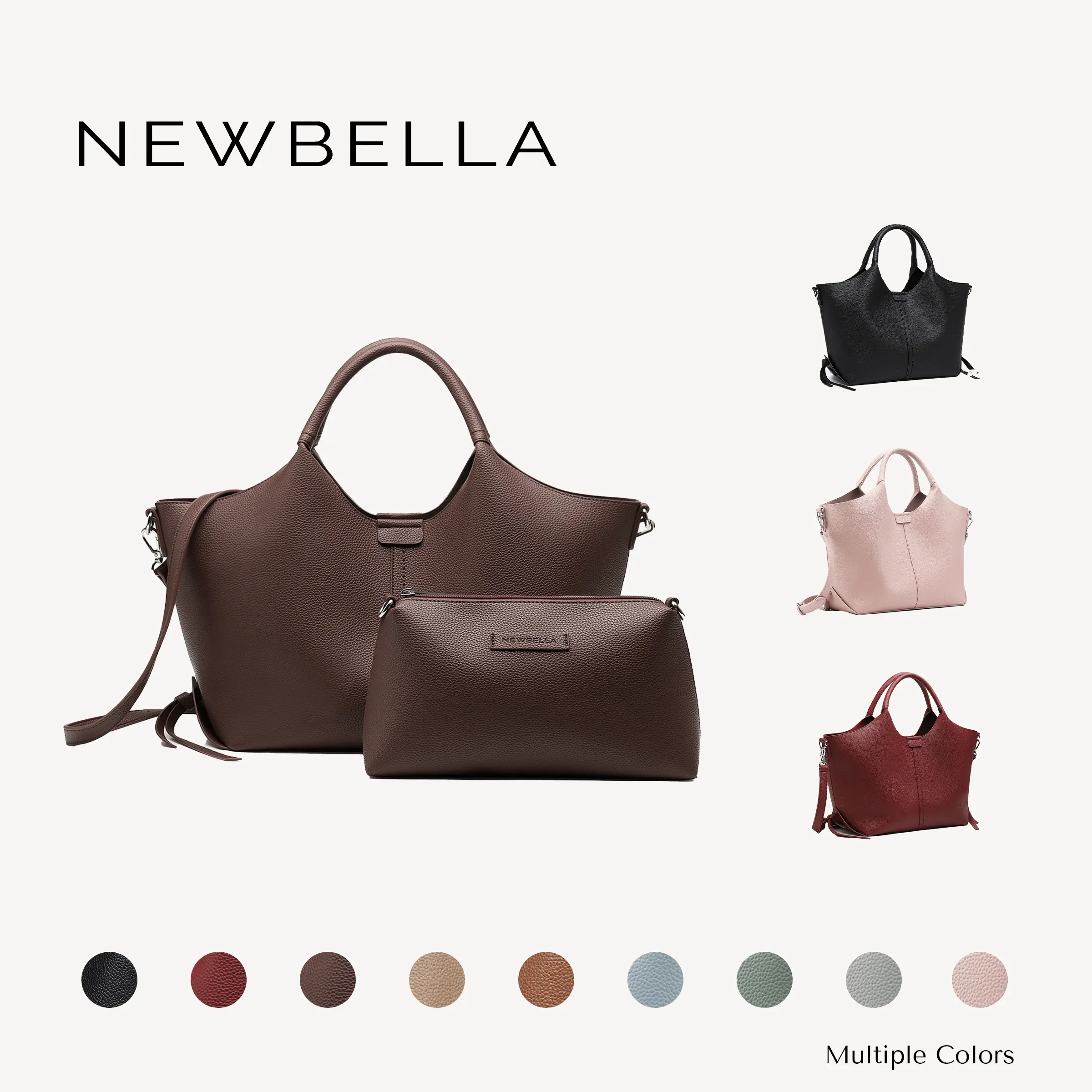 NEWBELLA Shelly & Shelly Pro 2-Piece Large PU Leather Tote Bag Set with Magnetic Closure for Work and Everyday Use #sohoch