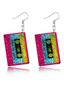 80s 90s Women's Earrings Colorful Lightning Acrylic Earrings Neon Earrings Bulk for 80s 90s Costume Glow Party Halloween 80s Accessories Jewelry