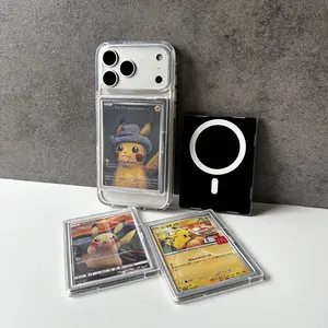 Fits Pokémon, MTG & Sports Cards – Magnetic Trading Card Holder (Clear) for 63 × 88 mm Standard Cards – Works with Magnetic Phone Cases