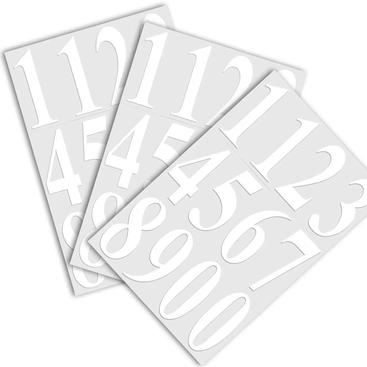 4-Inch Precision-Cut White Self-Adhesive Vinyl Number Stickers - 3 Sets, Easy Installation Vinyl Decals for Mailbox, Home (Indoor/Outdoor Use)