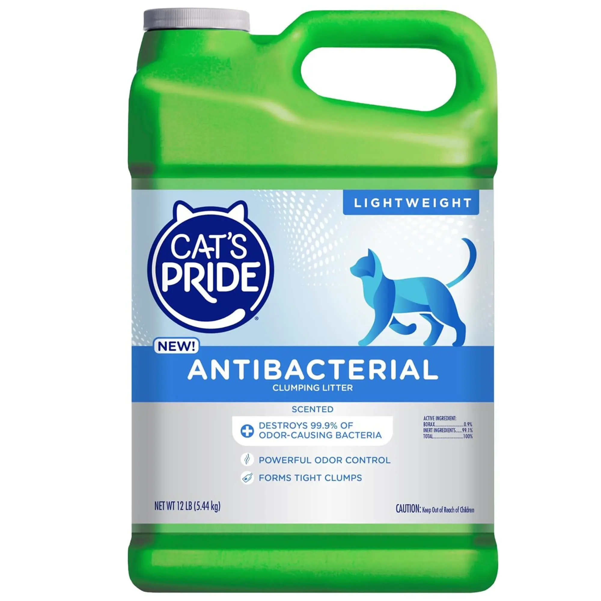 Cat's Pride New Antibacterial Cat Litter: Destroys 99.9% of Odor-Causing Bacteria - Powerful Odor Control - Premium Lightweight Clumping Litter - Scented, 12 Pounds