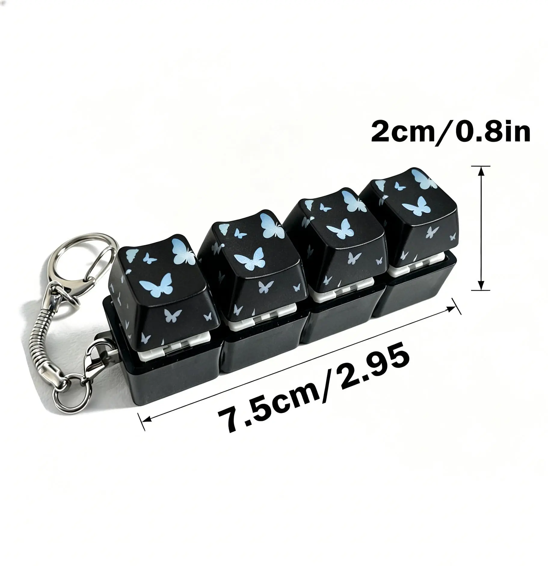 Stress Relief Mechanical Keyboard - Black Butterfly Keys, Focus Aid for ADHD, Classic Novelty Stress Relief Toy