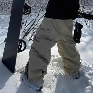New Unisex Ski/Snowboard Pants – Elastic Waist, Casual Solid Color, Baggy Loose Fit, High Street Style, Hip Hop Design