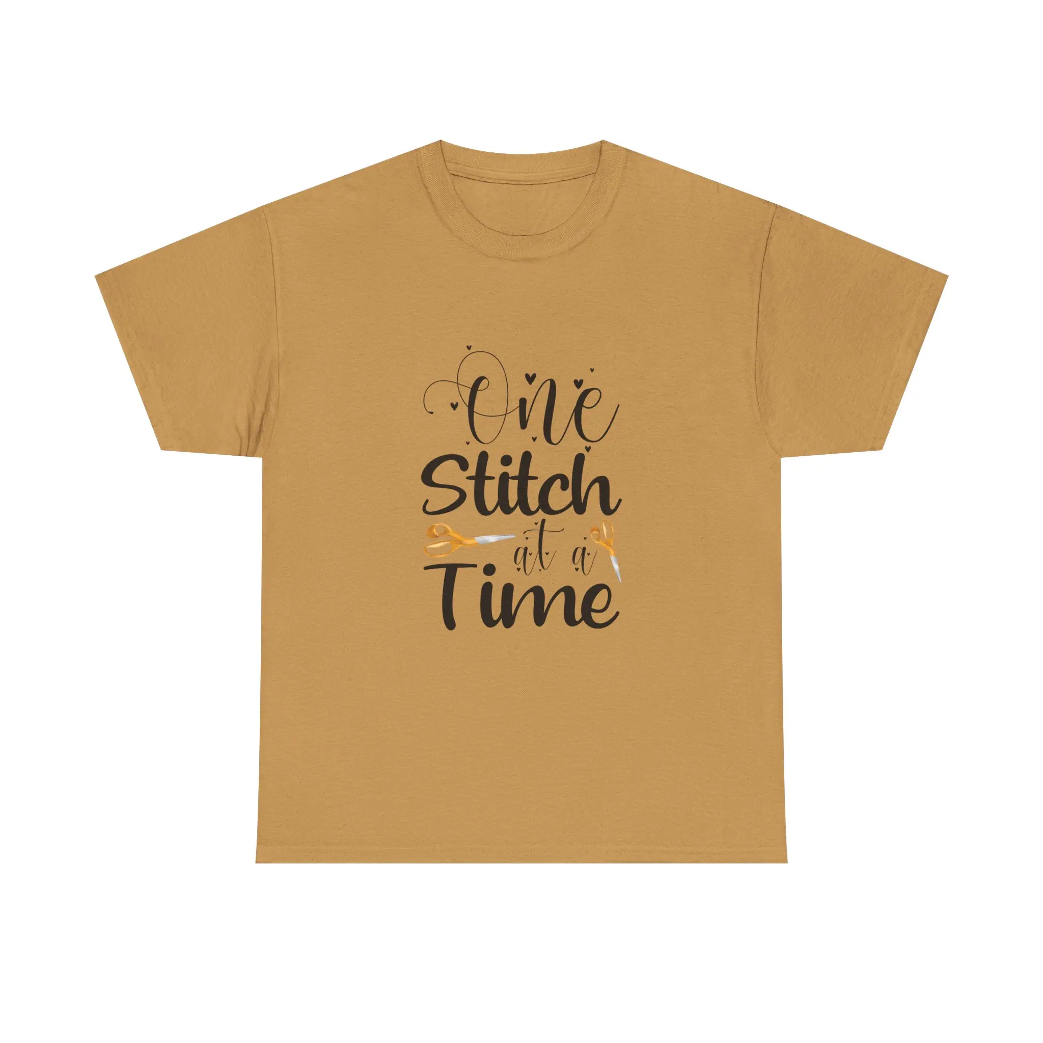 Crafty Unisex Heavy Cotton Tee: "One Stitch at a Time" - Sewing Gift, DIY Fashion, Creativity Support, Casual Wear, Crafting Enthusiast Womenswear Comfortable Fabric Shirt Top Knit